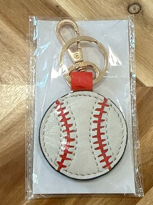 Leather Baseball Key Fob