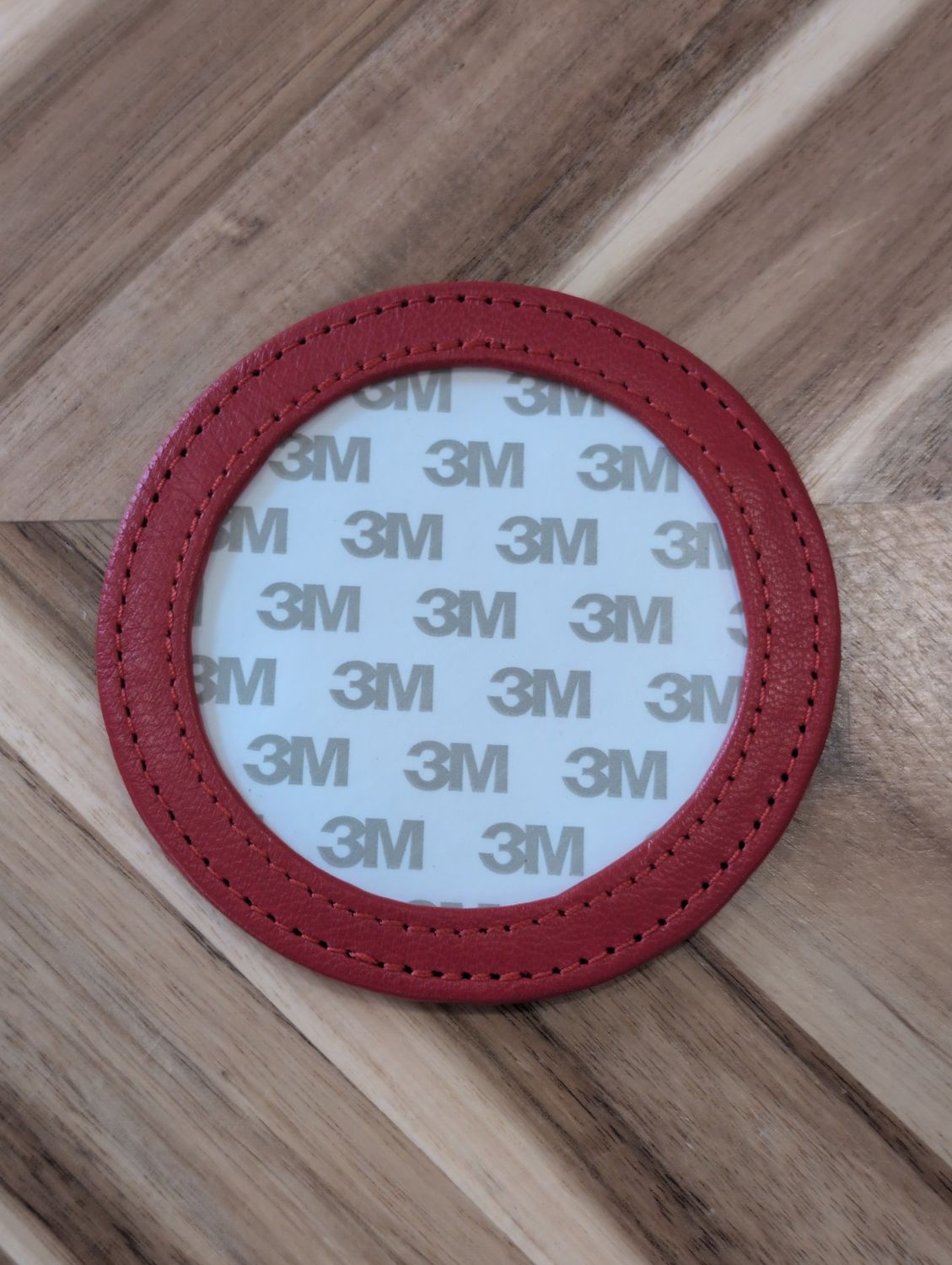 Round Leather Magnet Red
