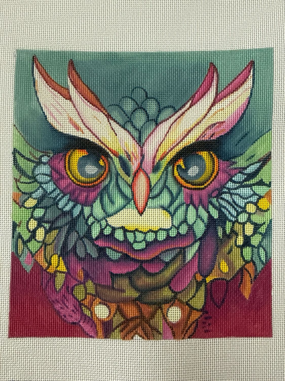 Fantasy Owls 4; 7.25 x 8 - 18 mesh