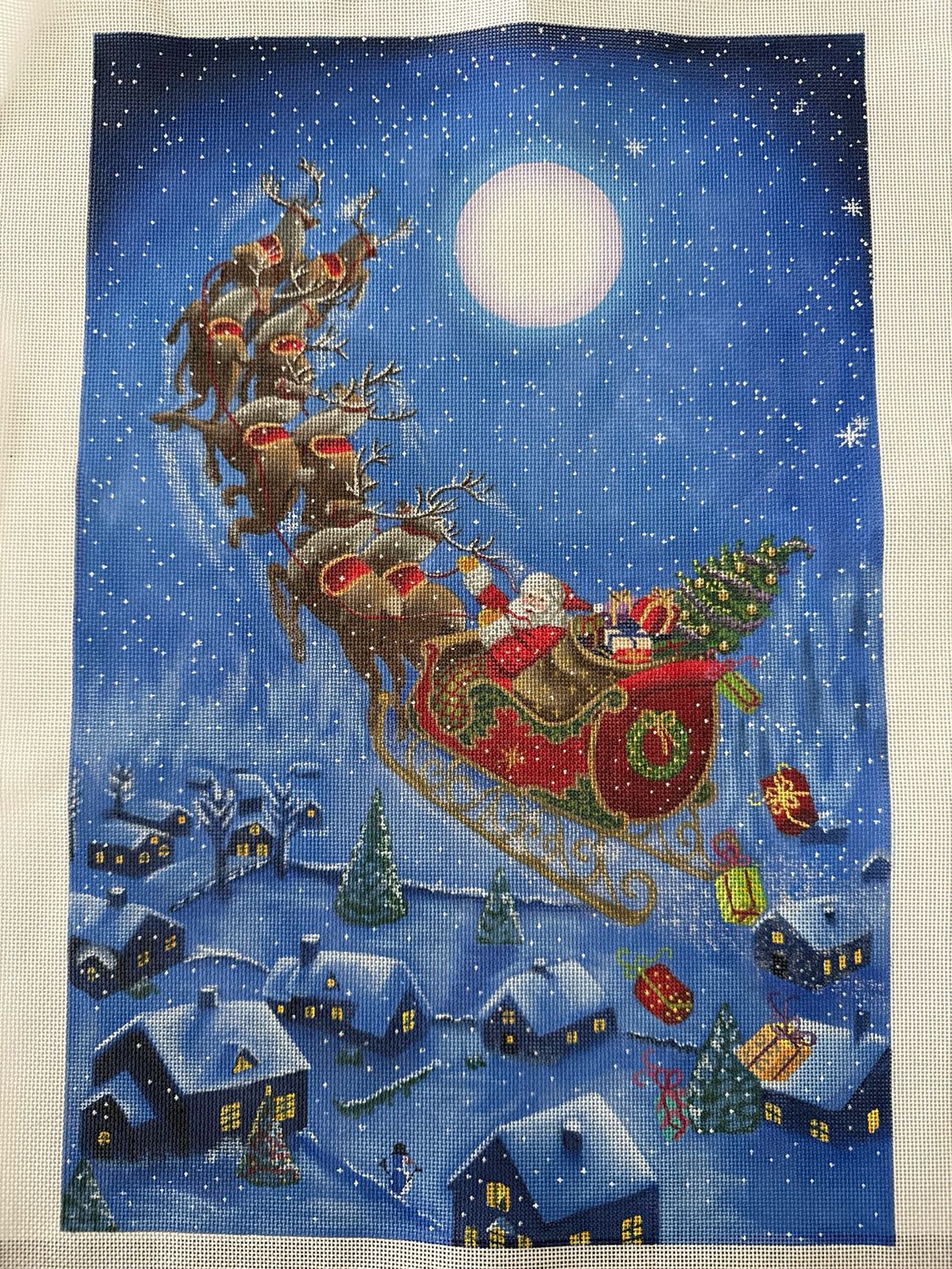 Santa's Night Ride 12 x 18 - 18 mesh