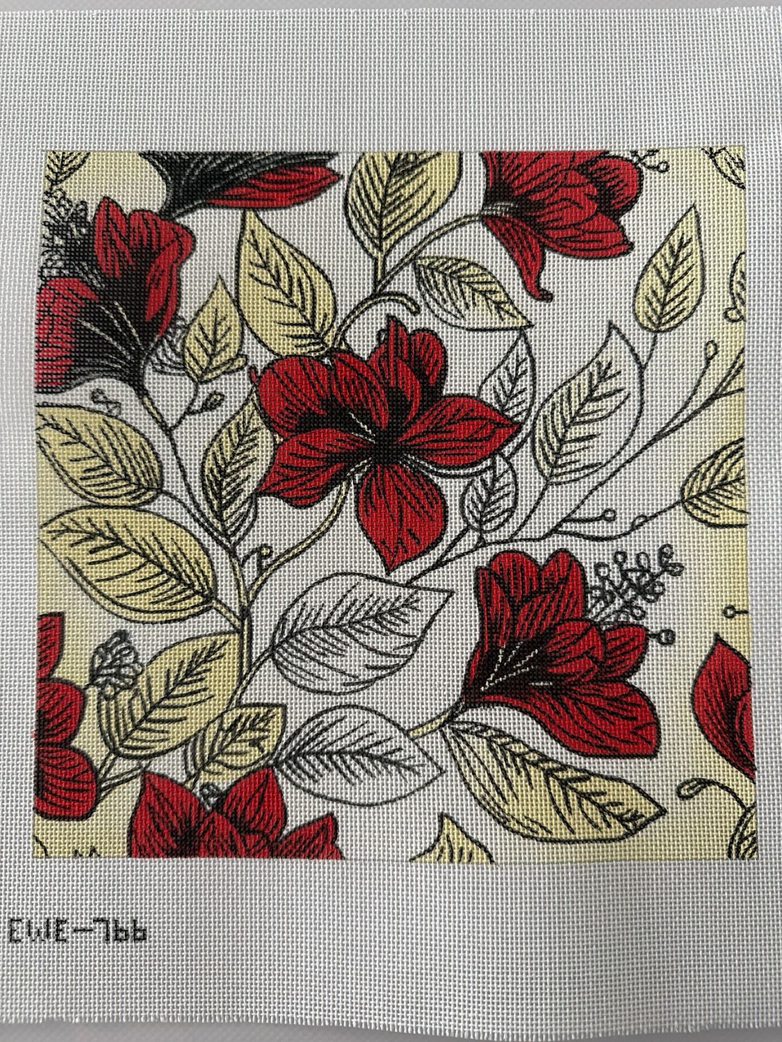 Illustrated Red Flora 9 x 9 - 18 mesh