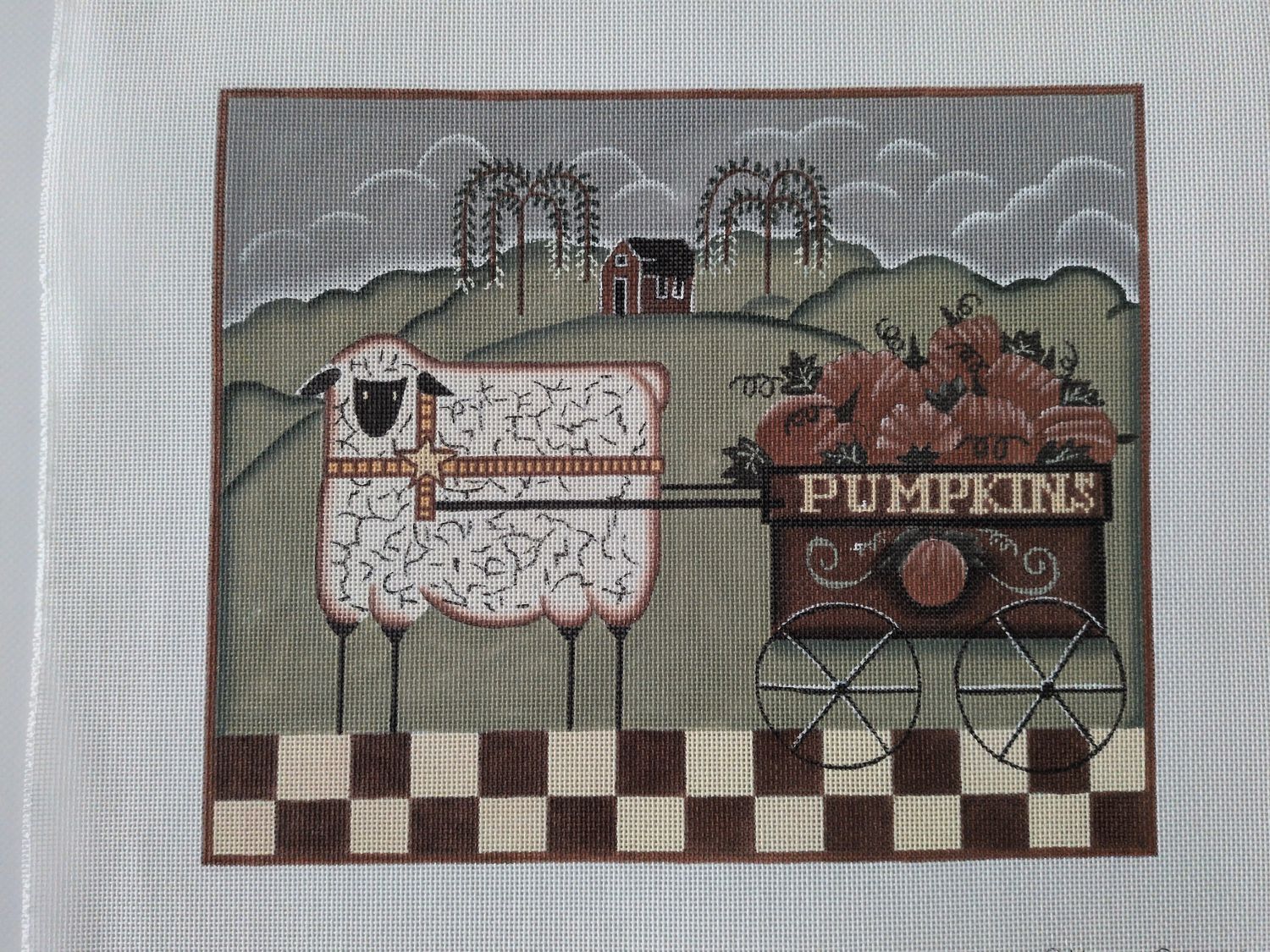 Sheep with Pumpkin Cart