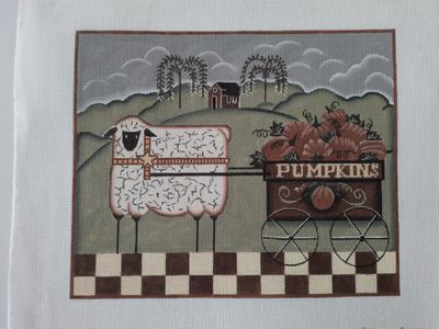 Sheep with Pumpkin Cart