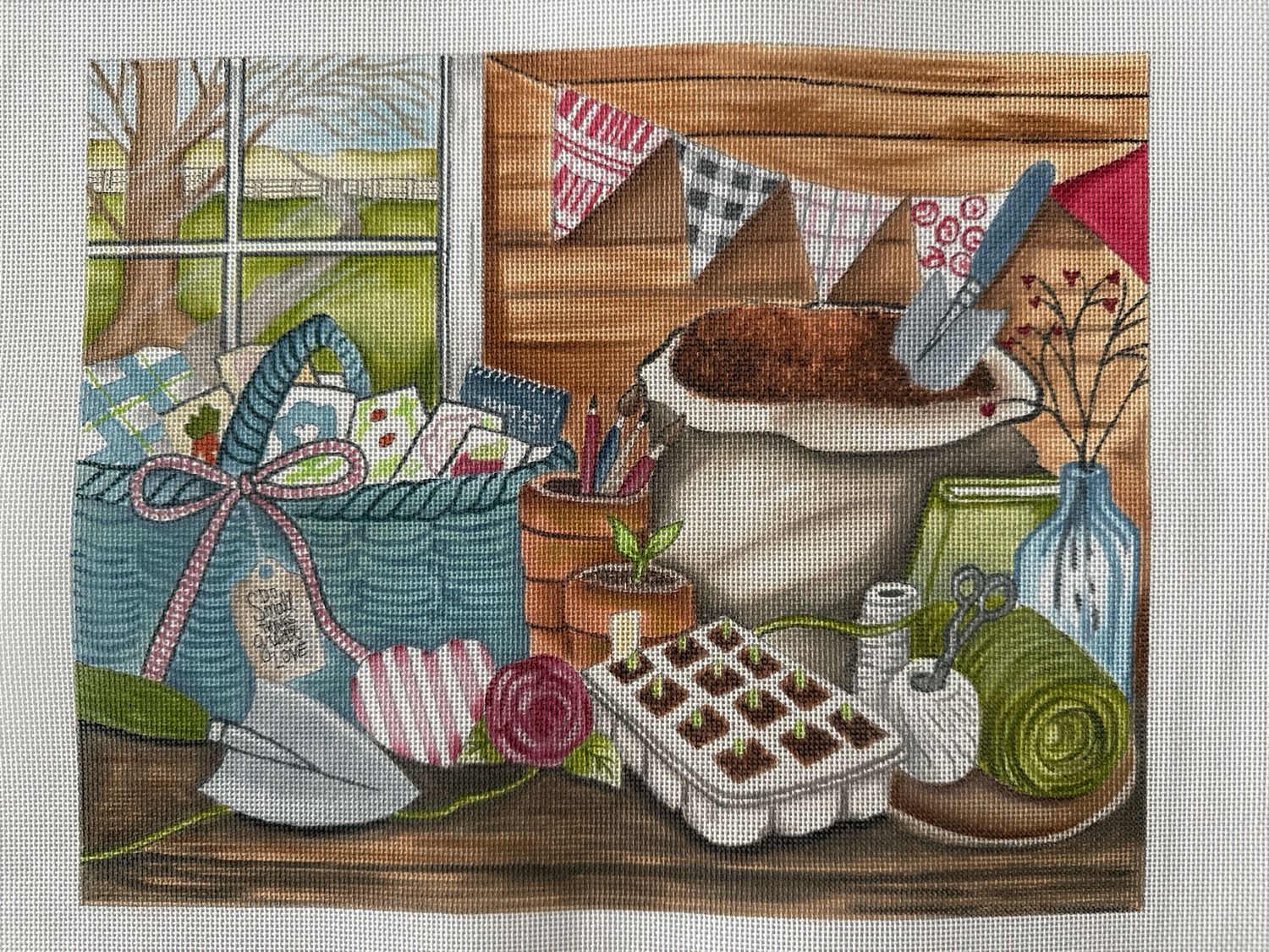 Potting Shed Gardening Scene 9.5 x 12 - 18 mesh