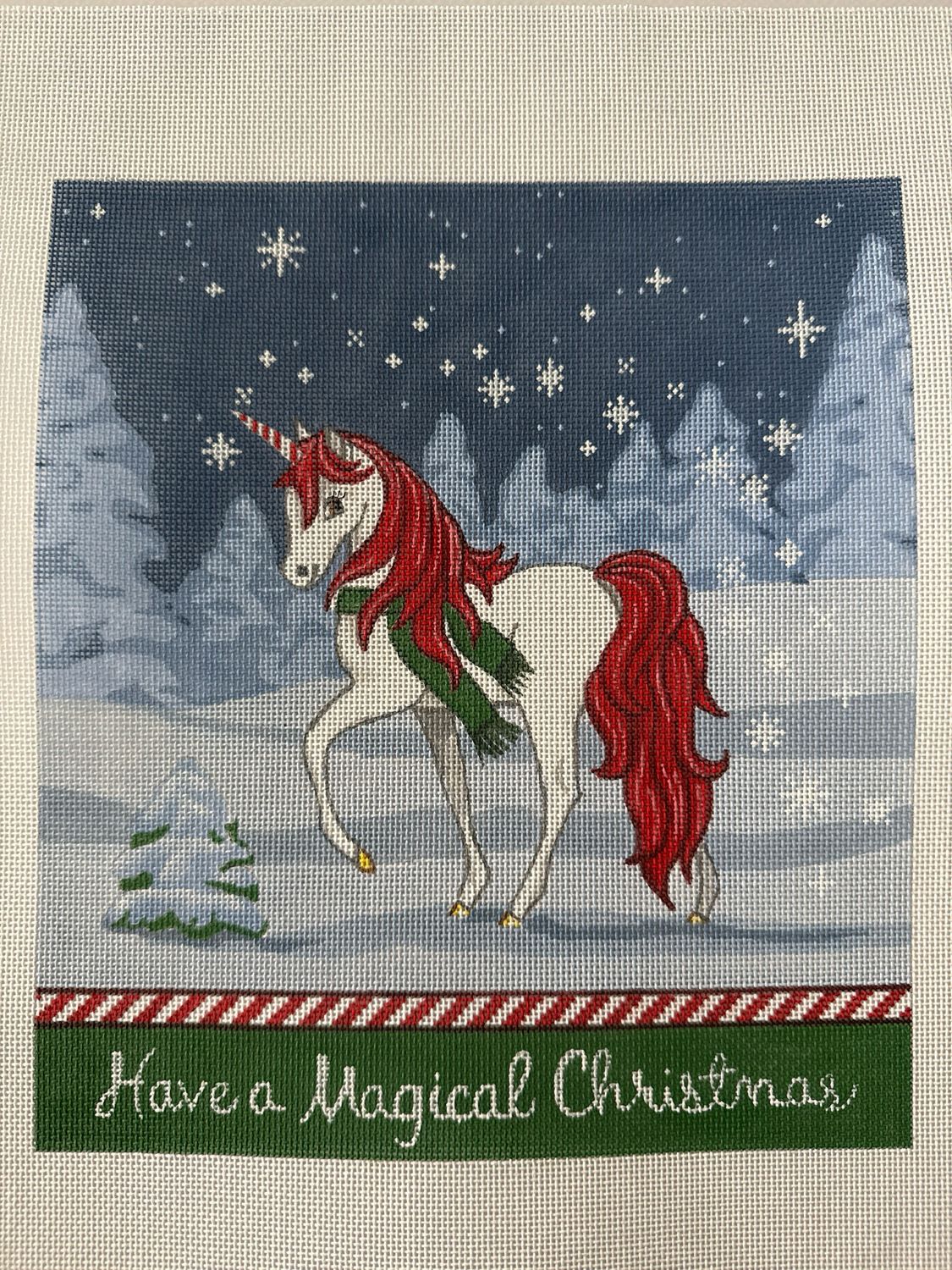 Magical Christmas Unicorn 9 x 10 - 18 mesh