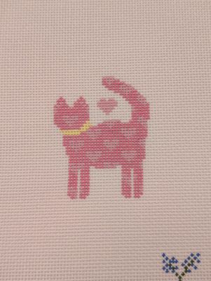 Pink Cat with Hearts