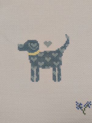 Blue Dog with Hearts