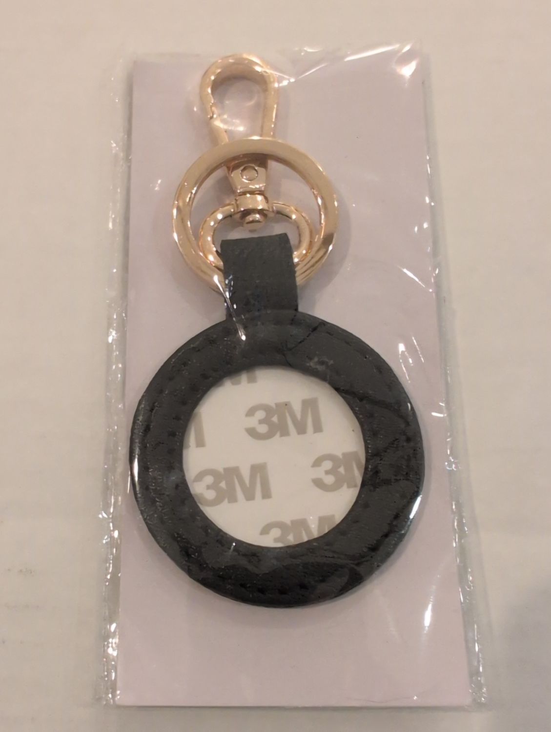 Leather Round Key Fob Black
