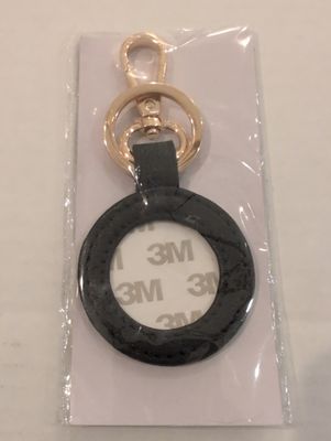 Leather Round Key Fob Black