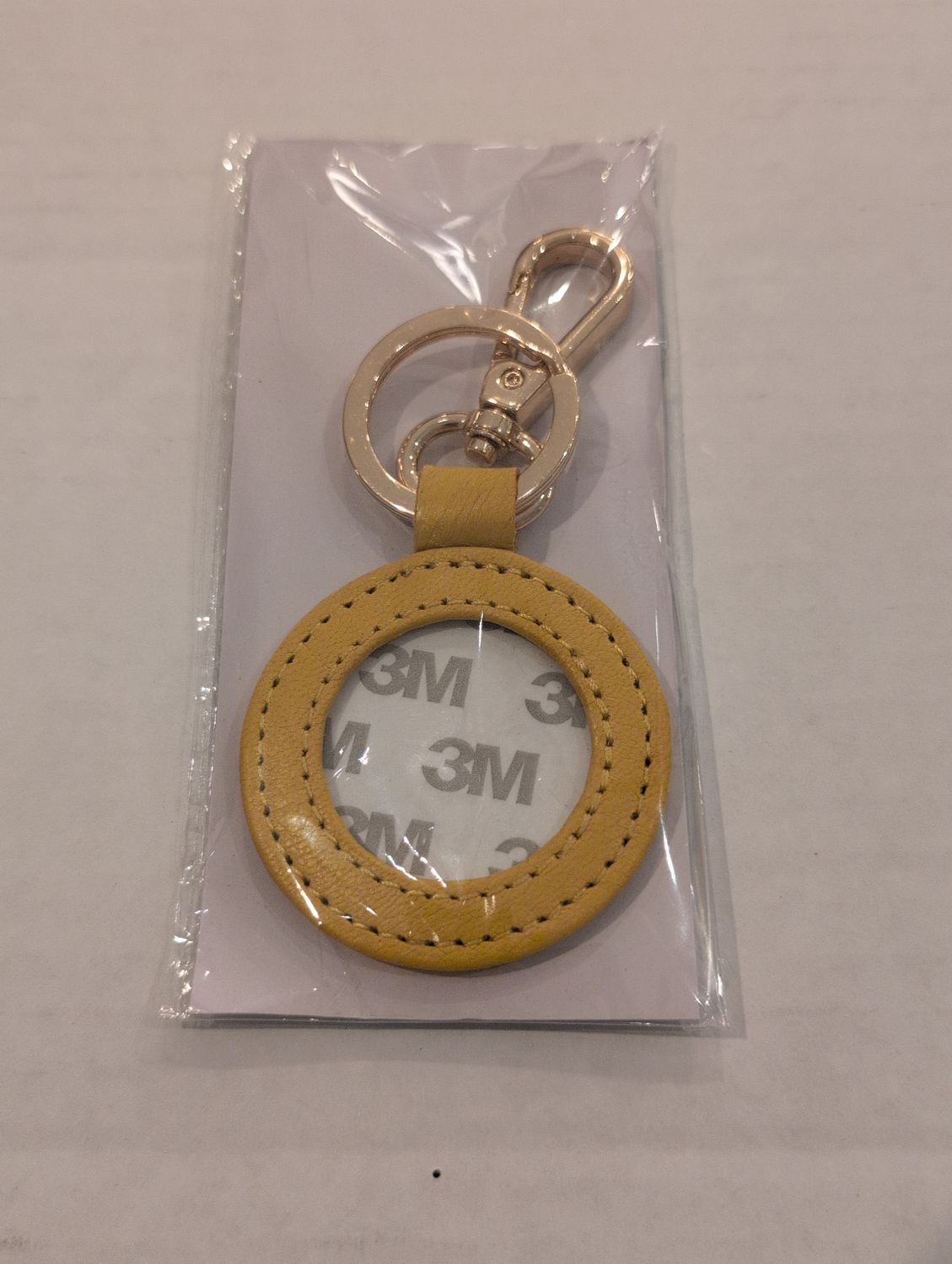 Leather Round Key Fob Yellow