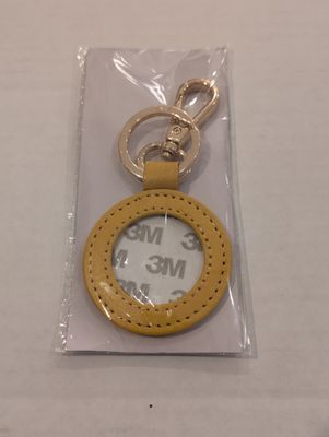 Leather Round Key Fob Yellow
