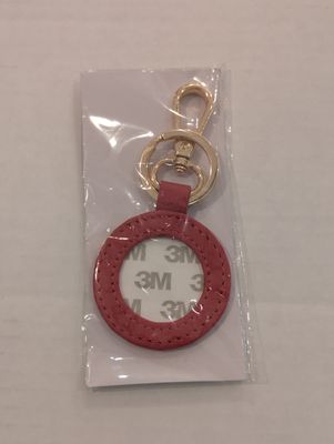 Leather Round Key Fob Red