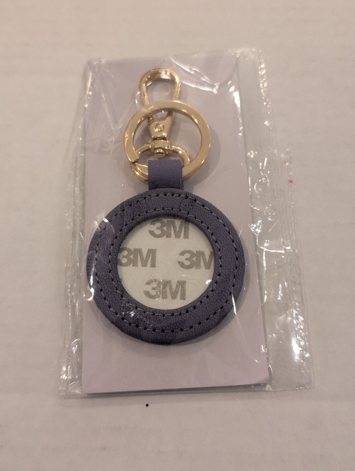 Leather Round Key Fob Lavender