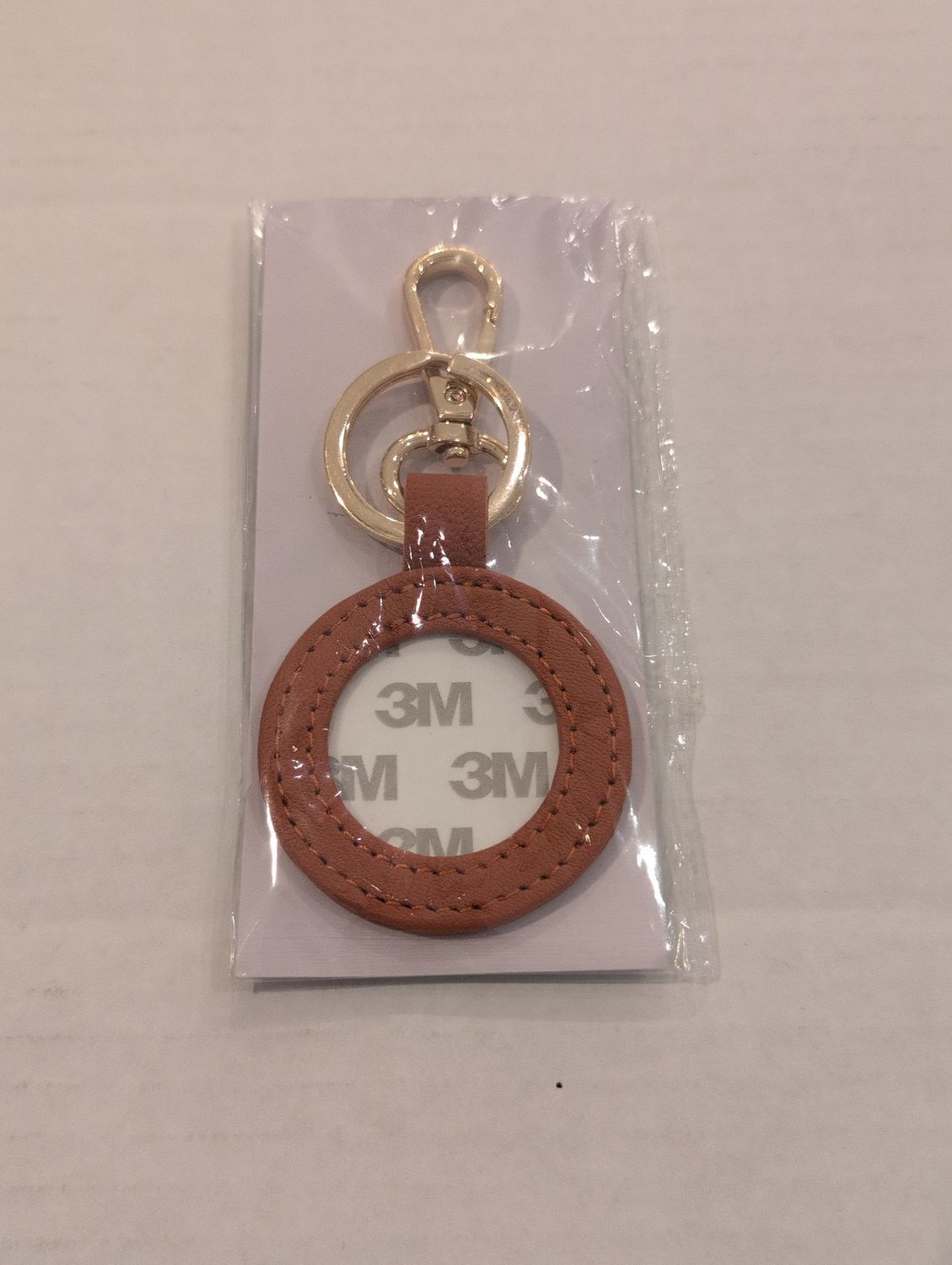 Leather Round Key Fob Orange