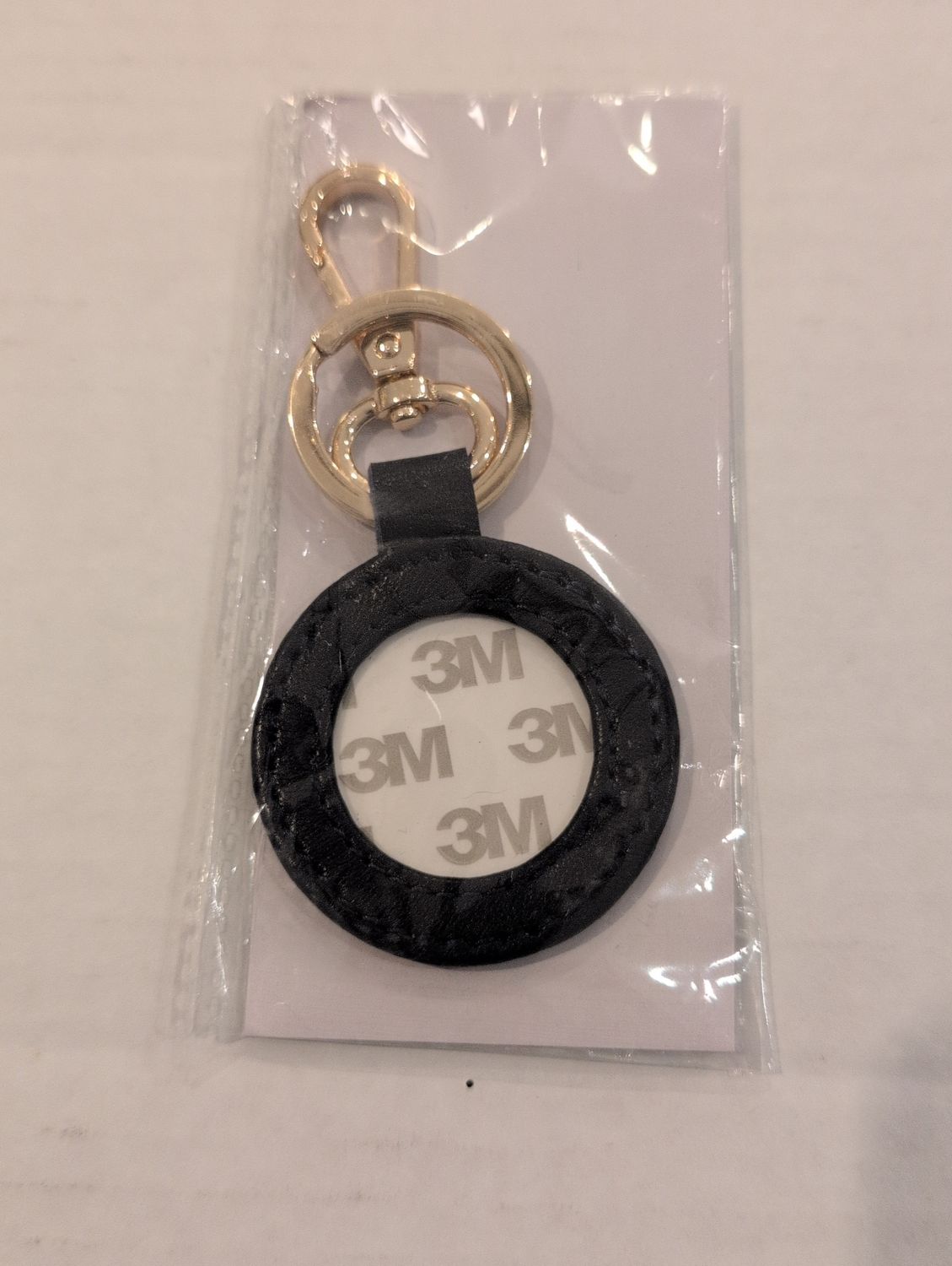 Leather Round Key Fob Navy