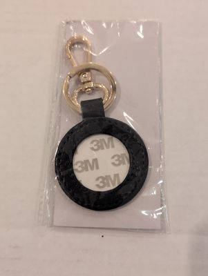Leather Round Key Fob Navy