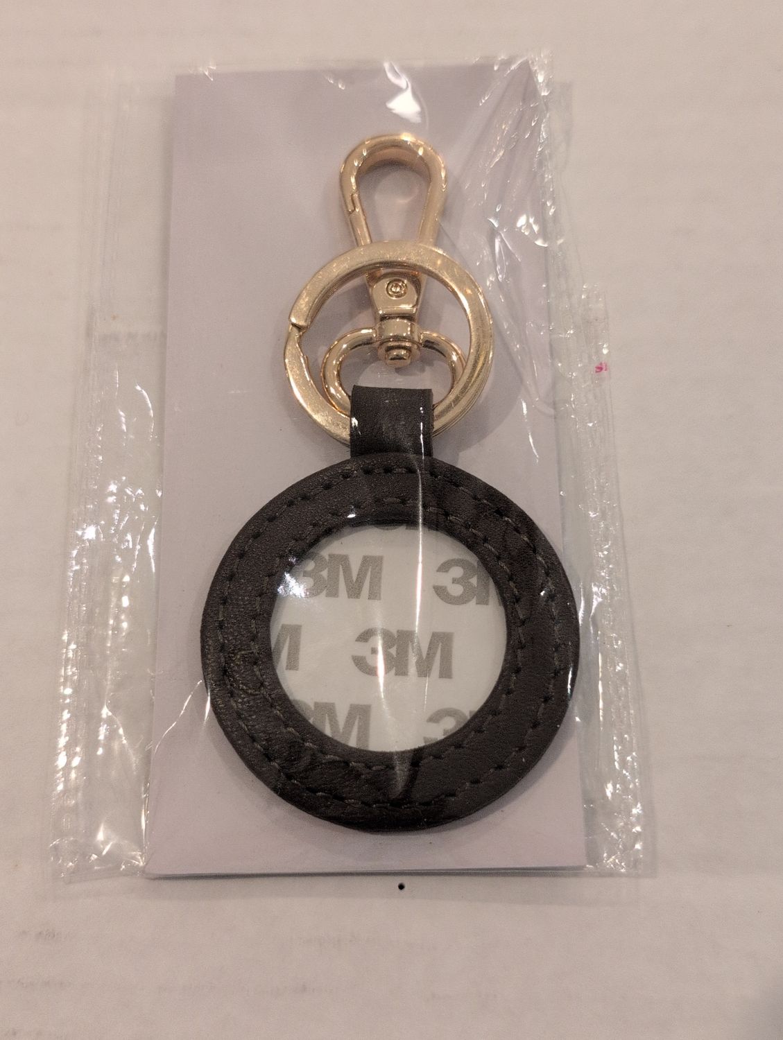 Leather Round Key Fob Brown