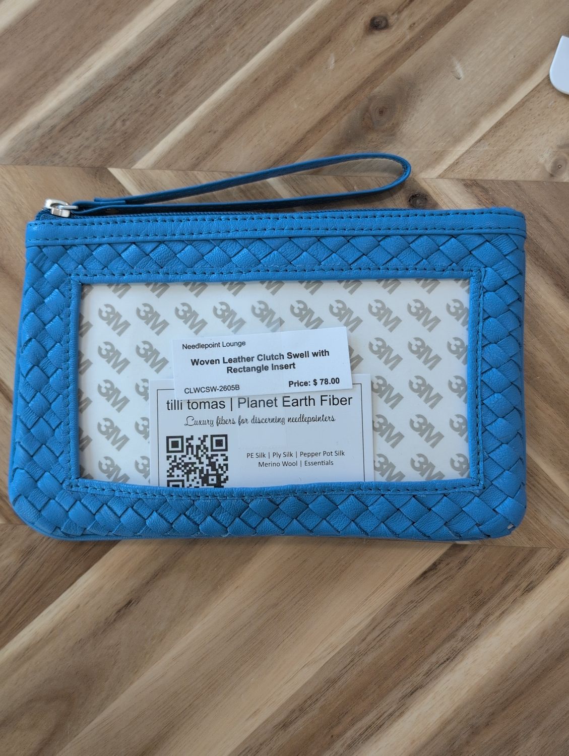 Woven Leather Clutch Swell with Rectangle Insert