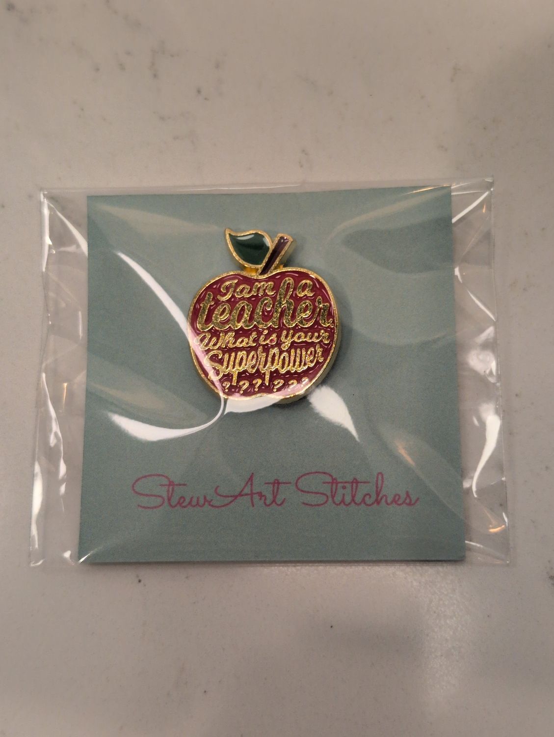 Teacher Apple Needleminder from StewArt Stitches