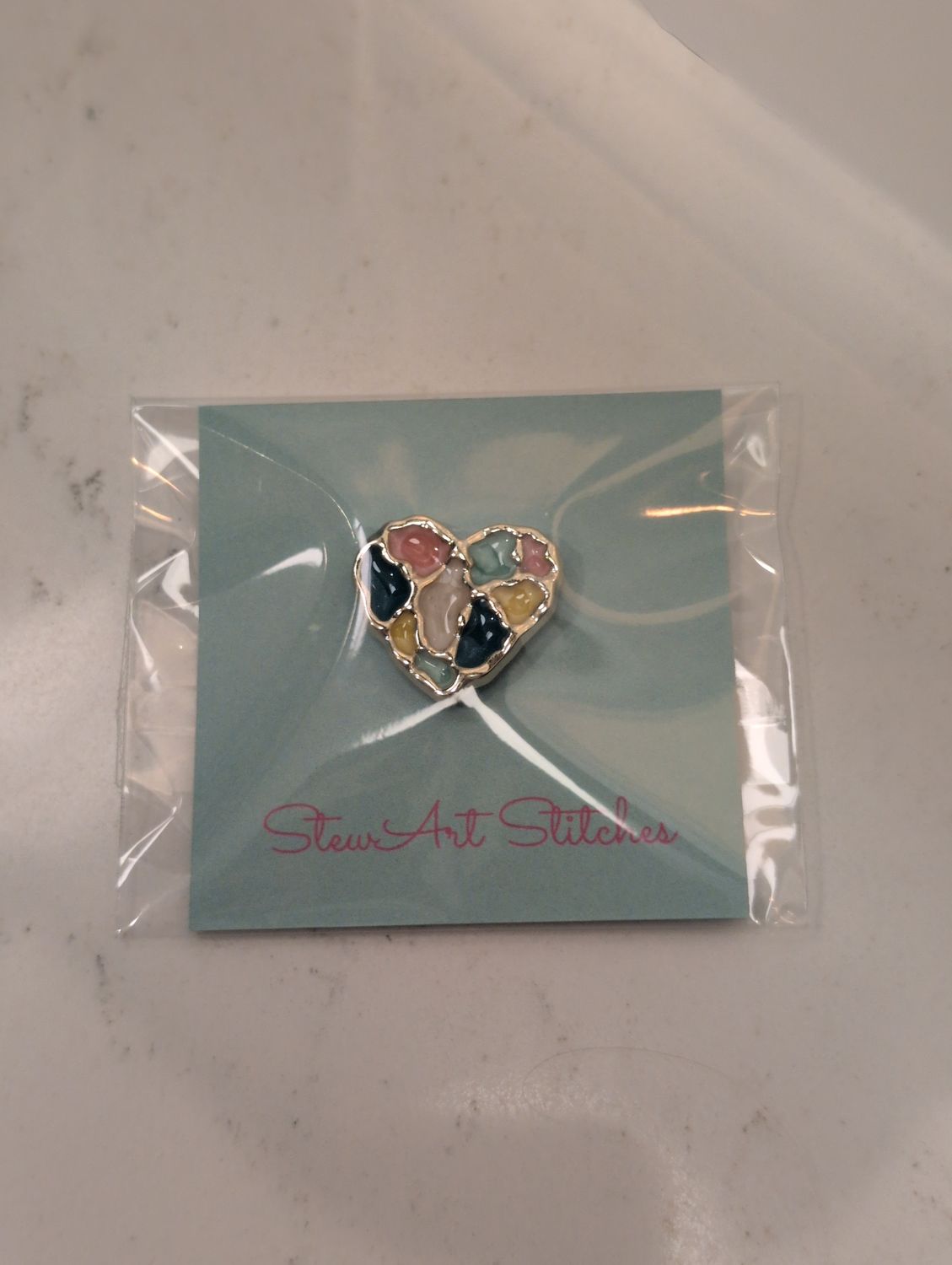 Pastel Heart Needleminder from StewArt Stitches
