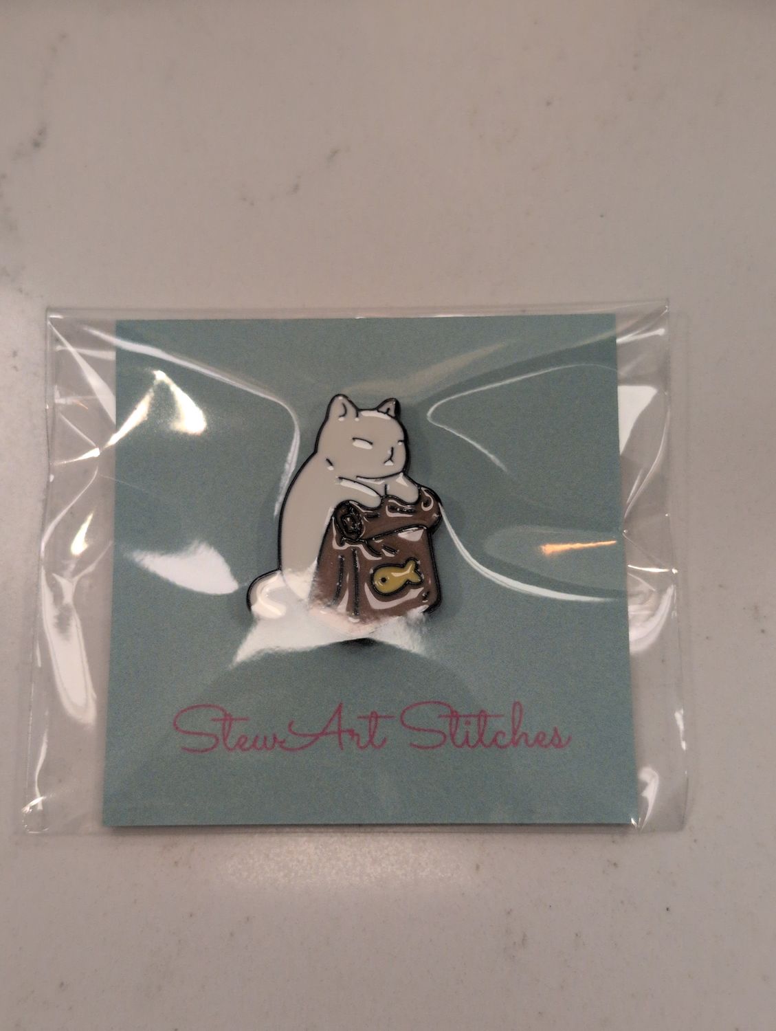 White Cat Needleminder from StewArt Stitches