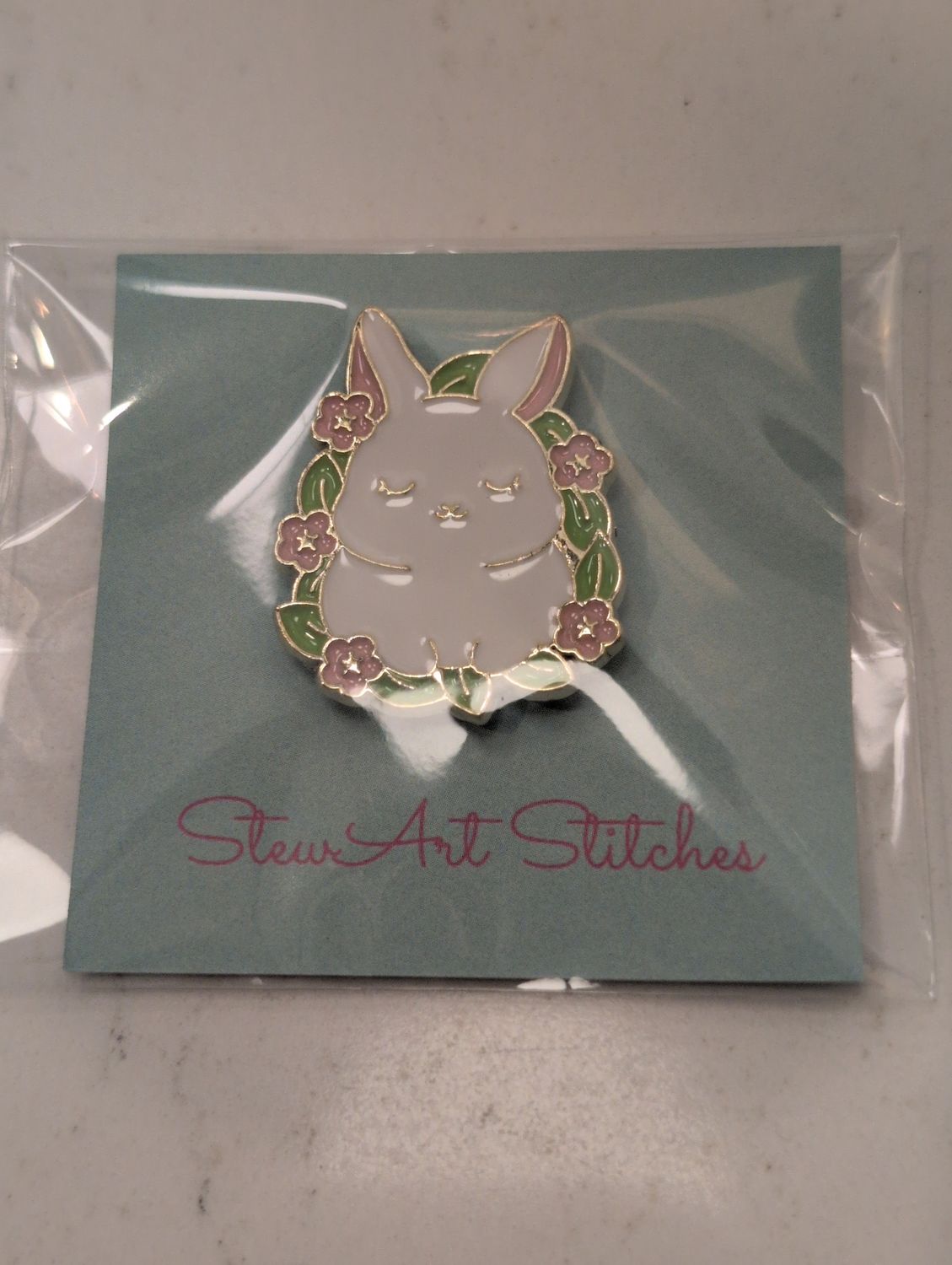 Floral Bunny Needleminder from StewArt Stitches