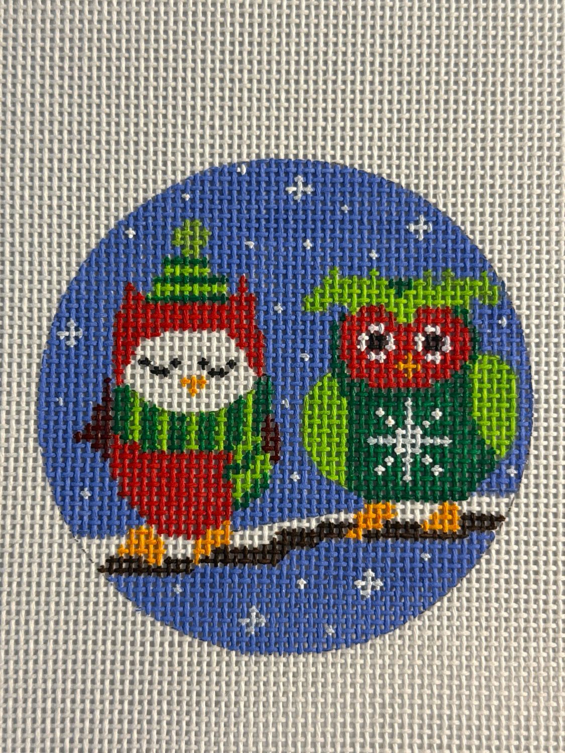 Two Owls on Branch
