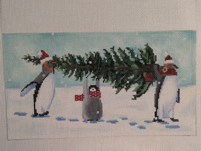 Penguins Bringing Home the Tree