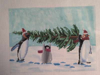 Penguins Bringing Home the Tree
