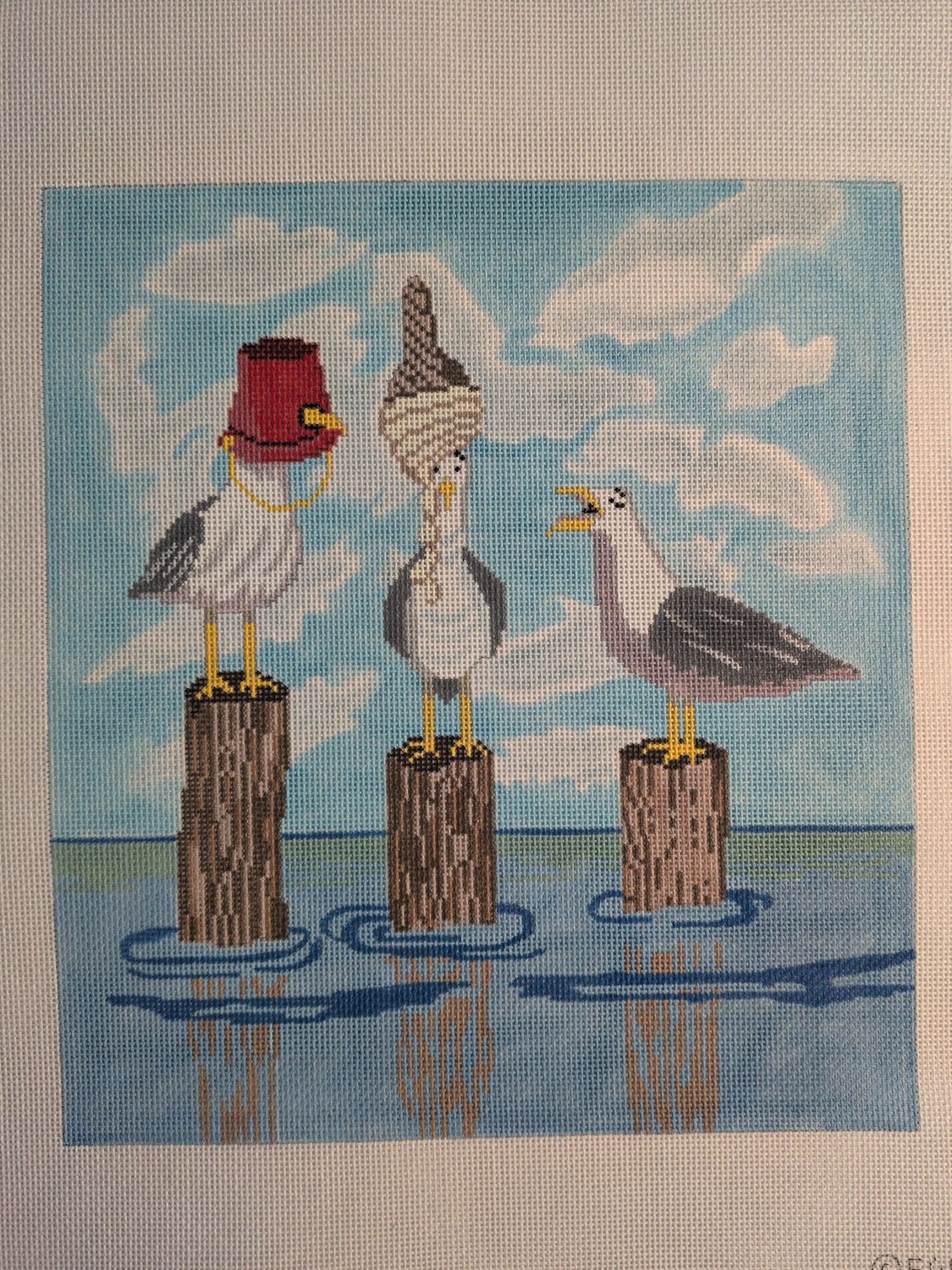 3 Seagulls on a Pier