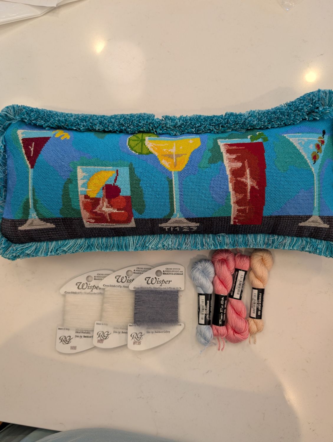 Finished Pillow and Threads for Tonya (Susan) Miller