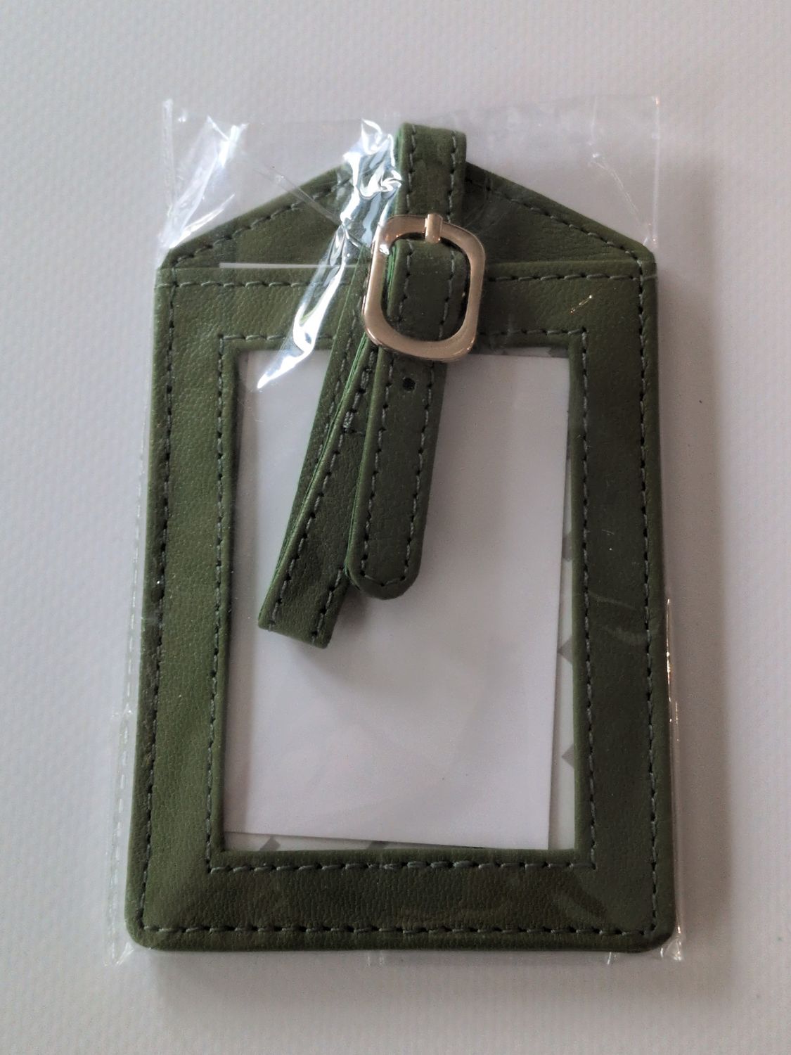 Leather Luggage Tag - Olive