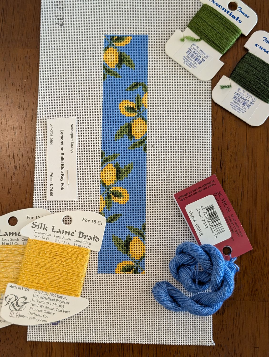 Lemons on Solid Blue Key Fob Kit