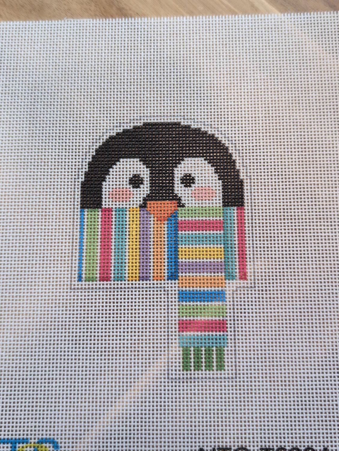 Penguin with Multi Striped Scarf