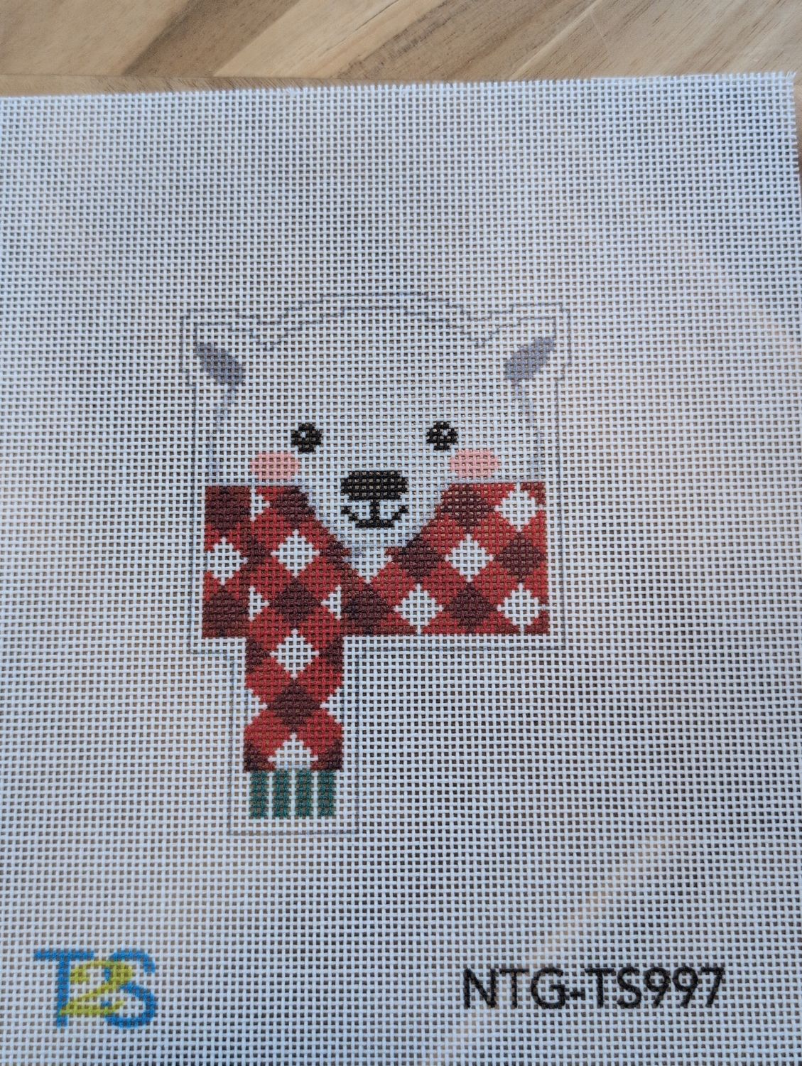 Polar Bear with Gingham Scarf