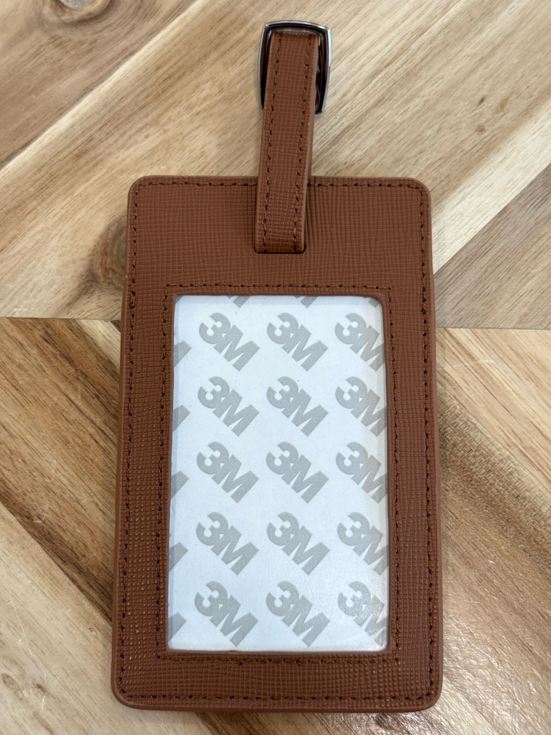 Saffiano Leather Bag Tag - Brown