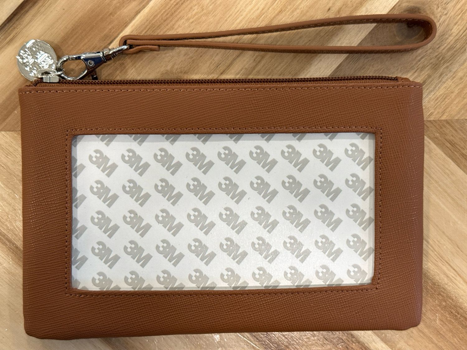Saffiano Leather Clutch - Brown