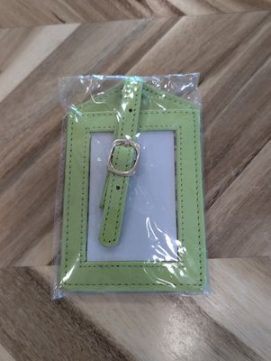 Leather Luggage Tag - Lime