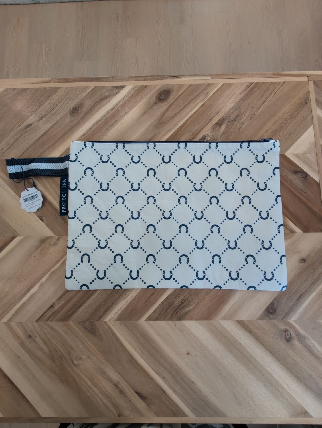 Large Zip Pouch - Navy Horseshoe