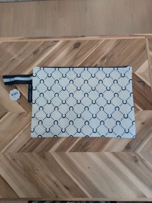 Large Zip Pouch - Navy Horseshoe