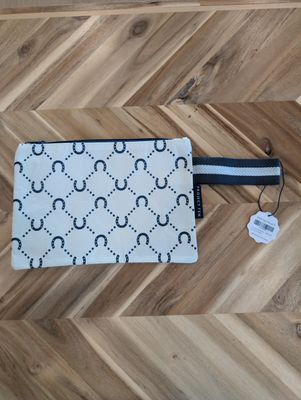 Mini Zip Pouch - Navy Horseshoe