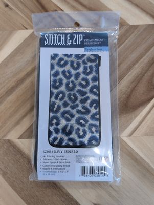 Navy Leopard Eyeglass Case