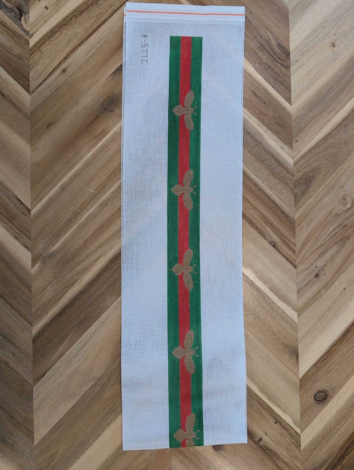 Gold Bees on Red and Green Stripes Belt