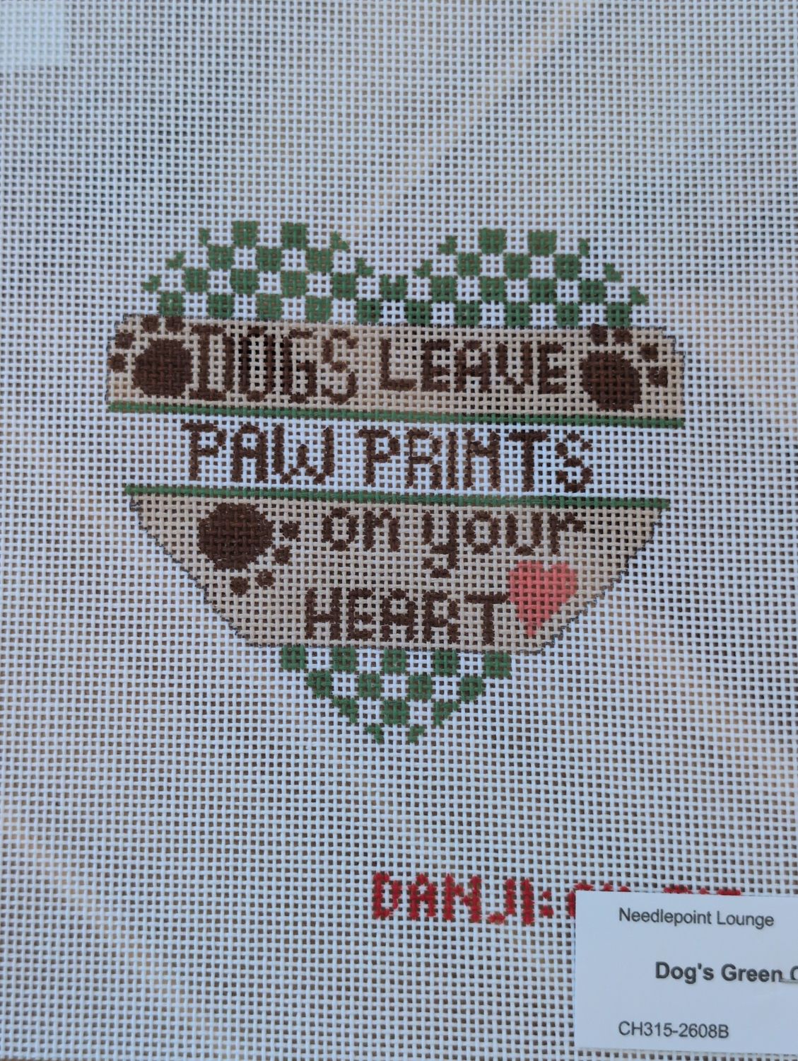 Dog's Green Checkered Heart