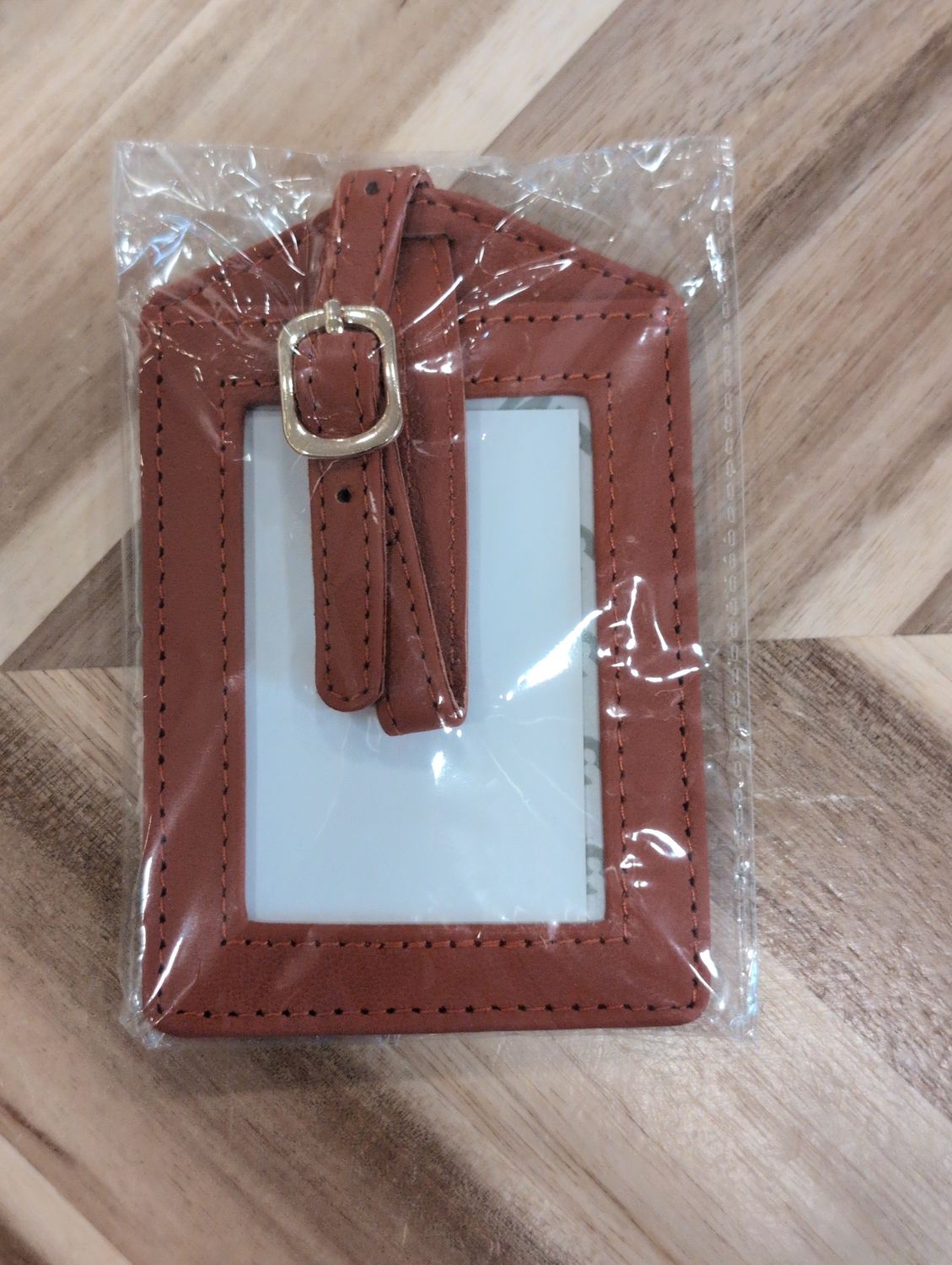 Leather Luggage Tag - Orange