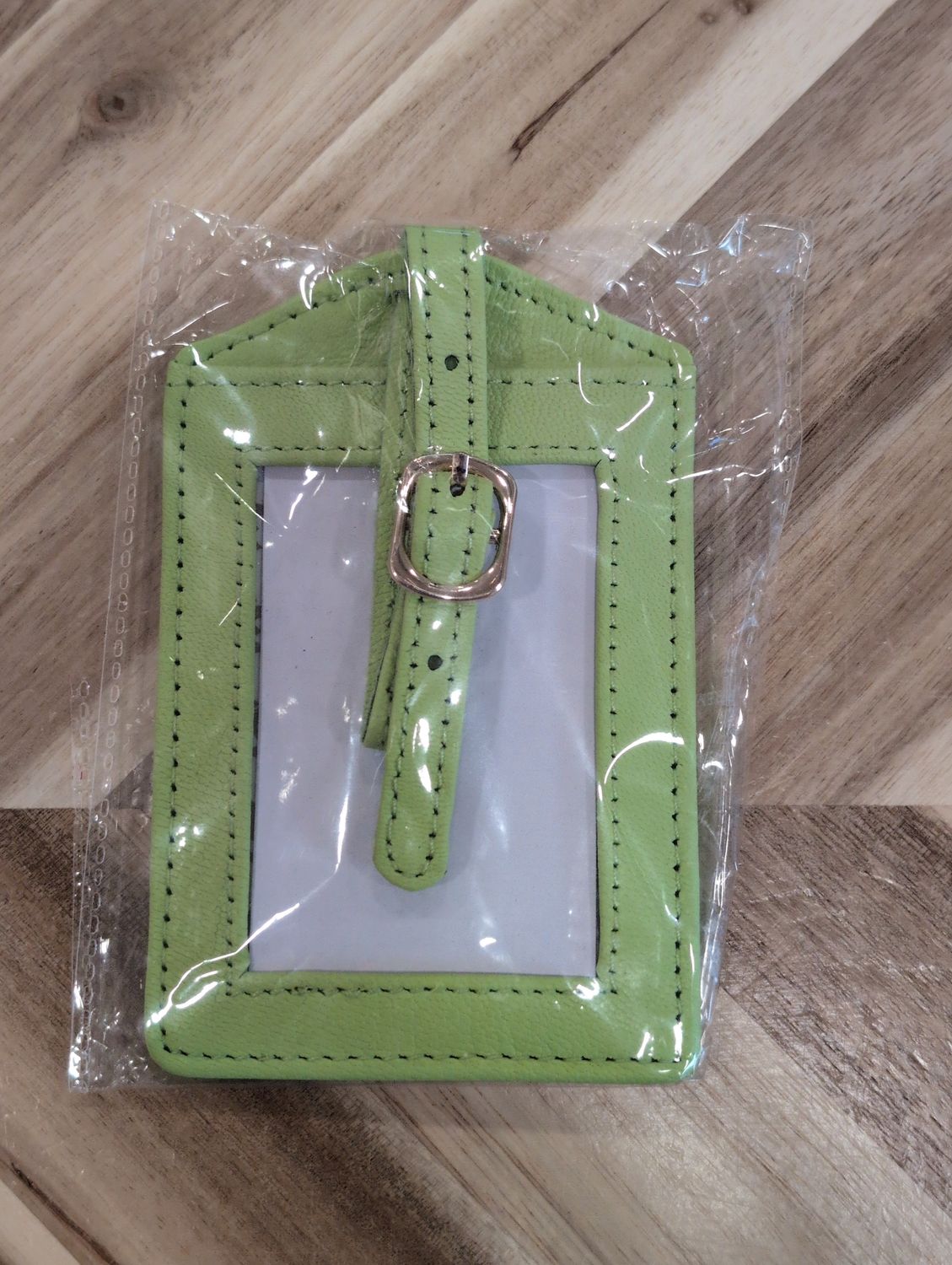 Leather Luggage Tag - Lime