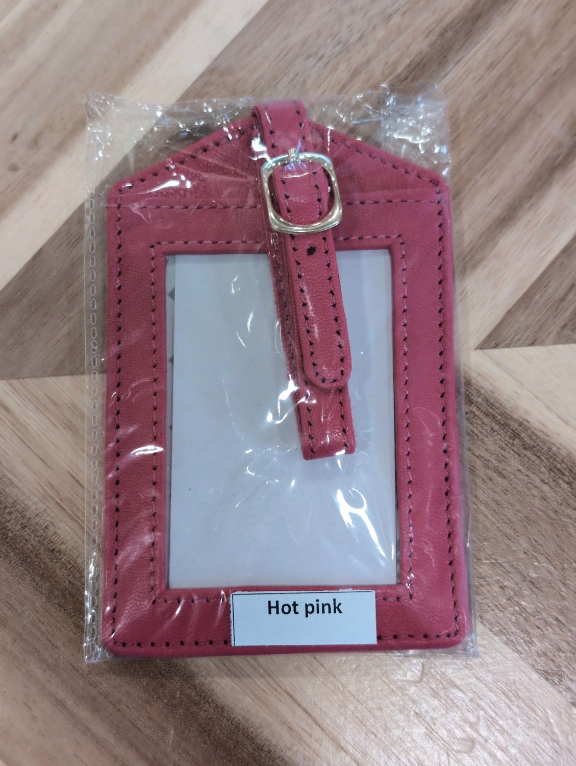 Leather Luggage Tag - Hot Pink