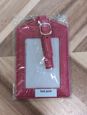 Leather Luggage Tag - Hot Pink