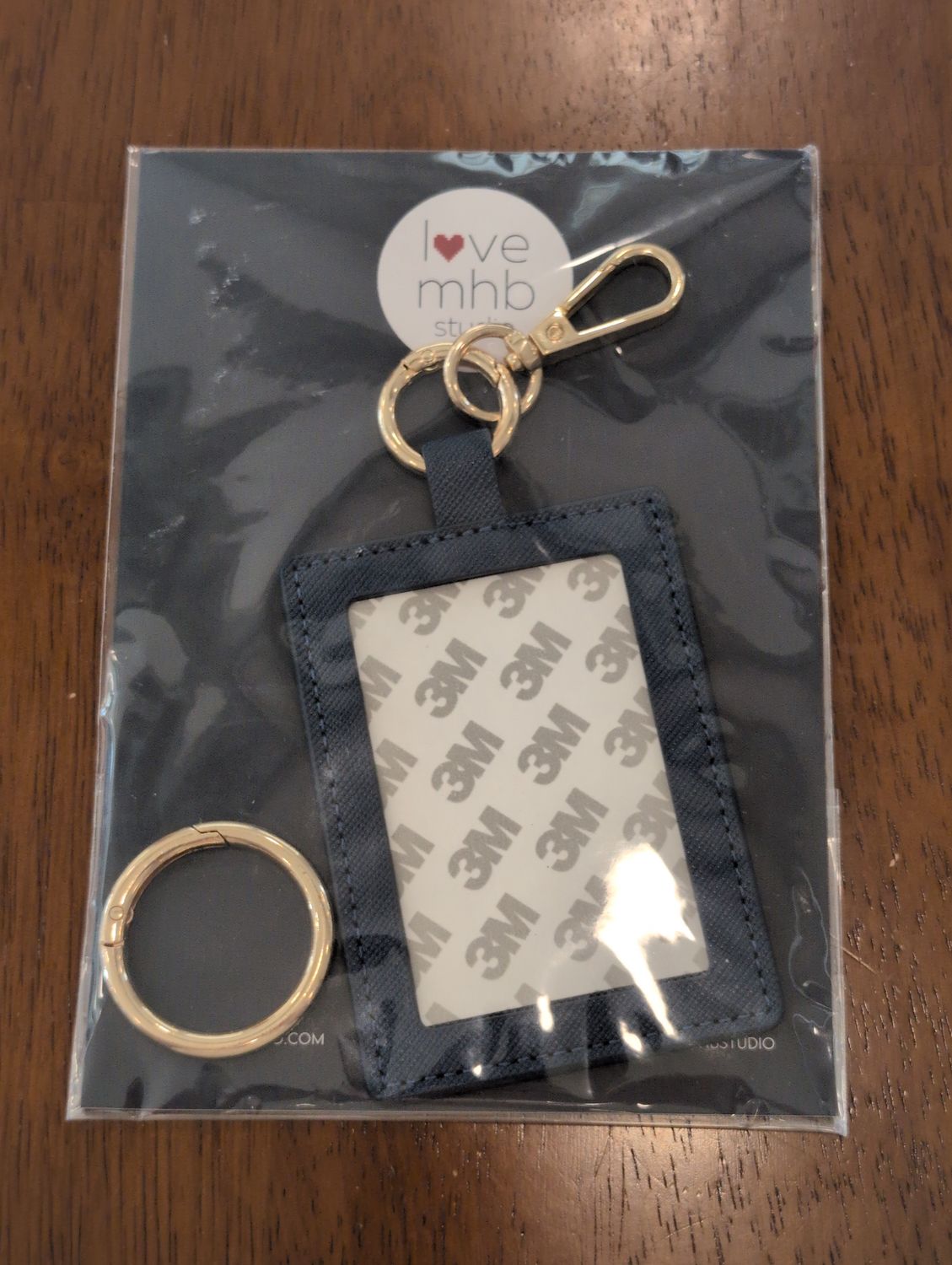 Self-Finishing Leather Charm (Rectangle) - Navy