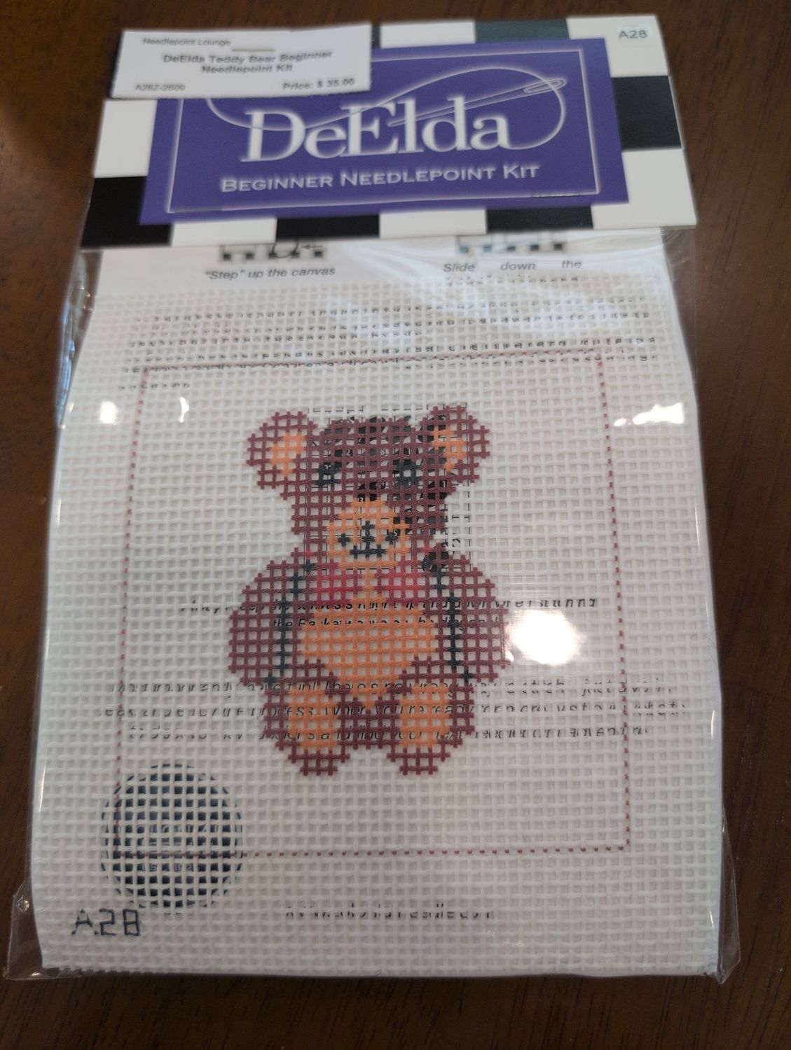 DeElda Teddy Bear Beginner Needlepoint Kit